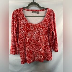Chicos red and white tshirt, so soft and cozy! Very bright red :) size 2